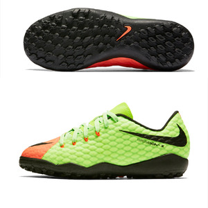 Детские Nike HypervenomX PHELON III TF (оранжево-салатовые, 852598-308)